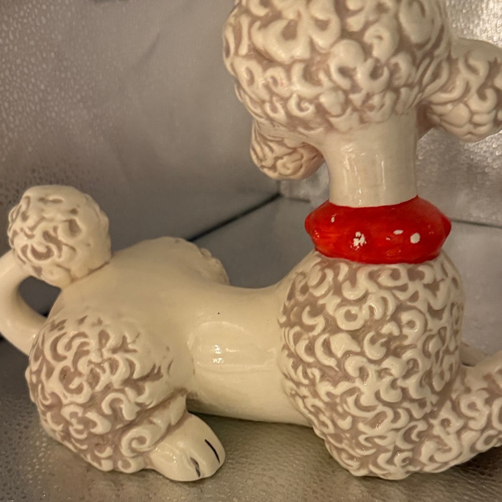 Vintage White Hand Painted Ceramic Poodle - Picture 3 of 10